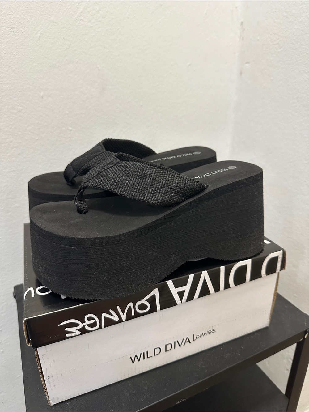 DIVA Lounge Black Chunky Platform Flip Flops